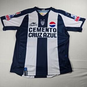 Vintage Cemento Cruz Azul Pachuca Striped Soccer Jersey Men's‎ Size Large